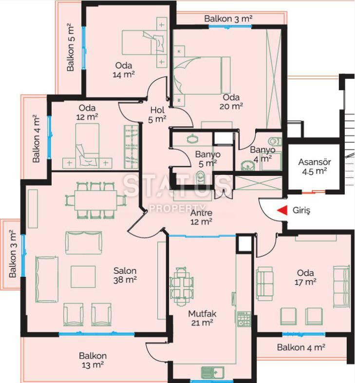 Большая пятикомнатная квартира в престижном районе Оба, отдельная кухня и личная терраса, новый комплекс с инфраструктурой, 250м2 фото 33