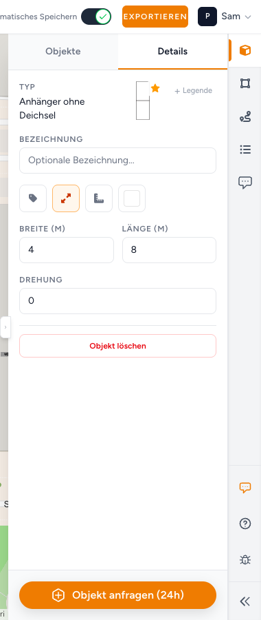 Details eines ausgewählten Eventobjekts mit dem ausgefüllten Stern am Bild