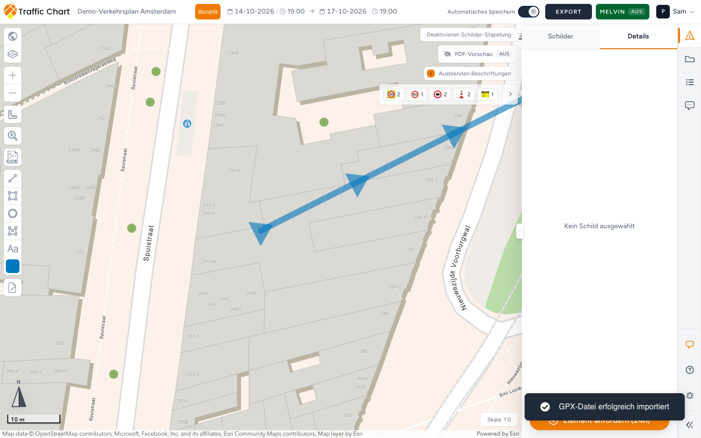 GPX importieren in den Zeichenwerkzeugen