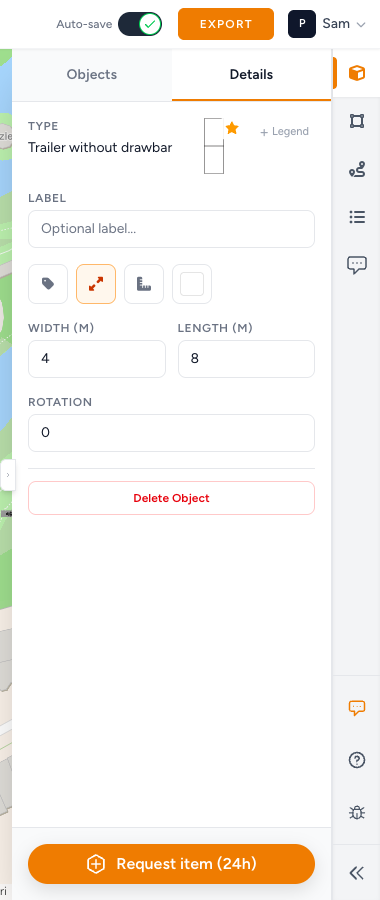 Details for a selected event object with the filled star on its image