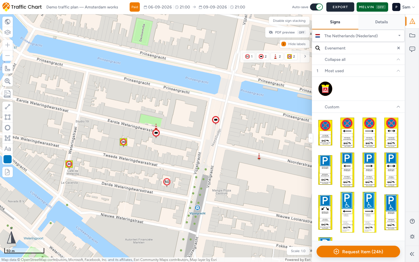 Signs search for Evenement — combination templates in Custom