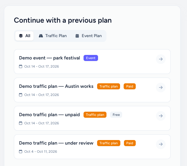 Plan list with Paid badge and free-tier plan highlighted