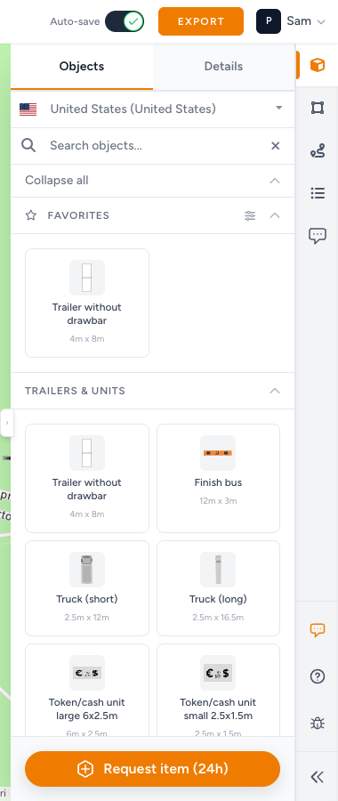 Event objects panel