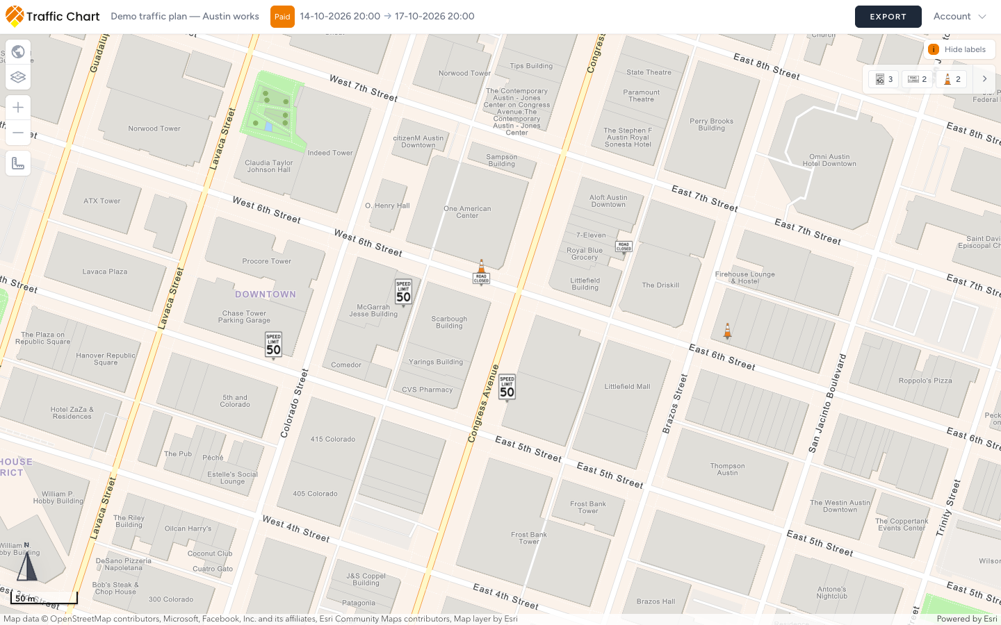 Public share view — Account menu, no Signs catalog, map still pans