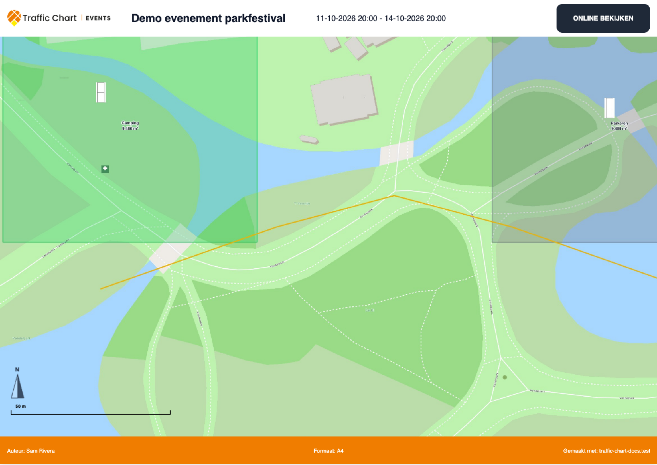 Voorbeeld van een pdf-pagina van een evenementenplan