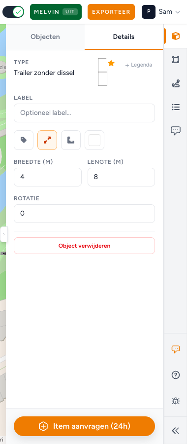 Details van een geselecteerd evenementobject met de gevulde ster op de afbeelding