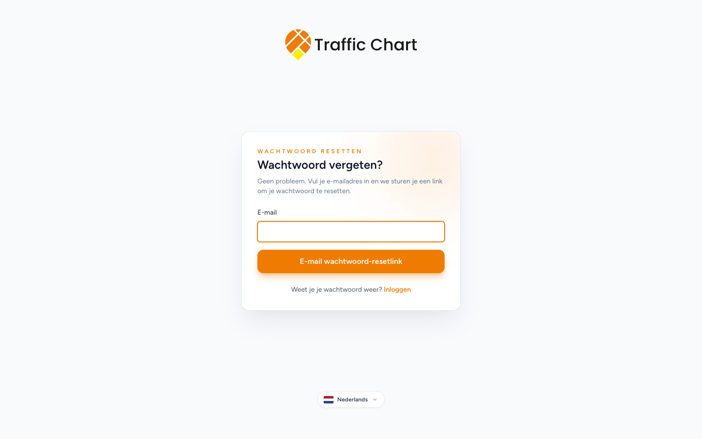Wachtwoord vergeten?: vul E-mail in en klik op E-mail wachtwoord-resetlink