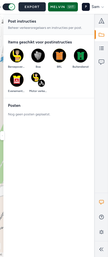 Zijbalk Posten met postinstructies