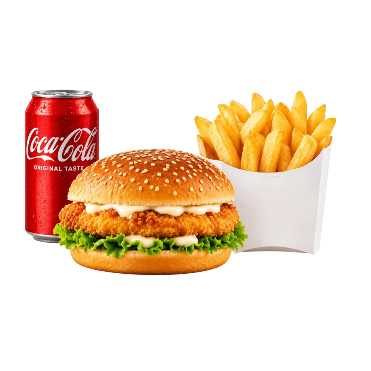 Chicken Burger and Chips Meal