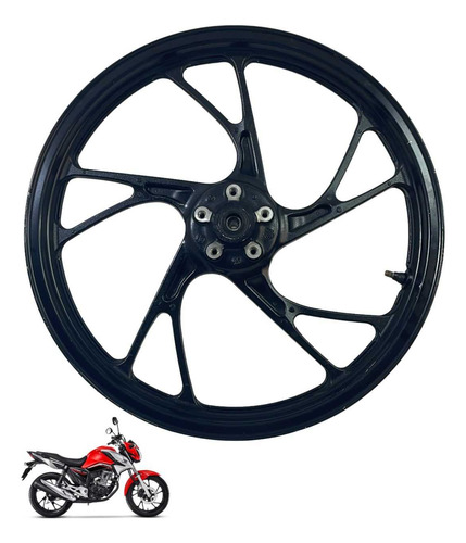 Roda Dianteira Honda Cg 160 Original Preta   -4213 5