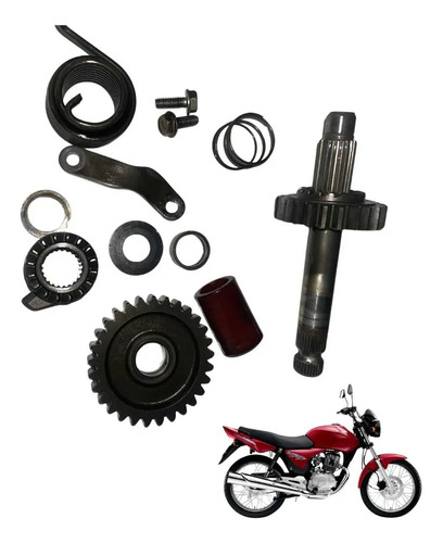 Eixo Pedal Partida Cg 150 + Engrenagem Louca Original -596 Preto 2