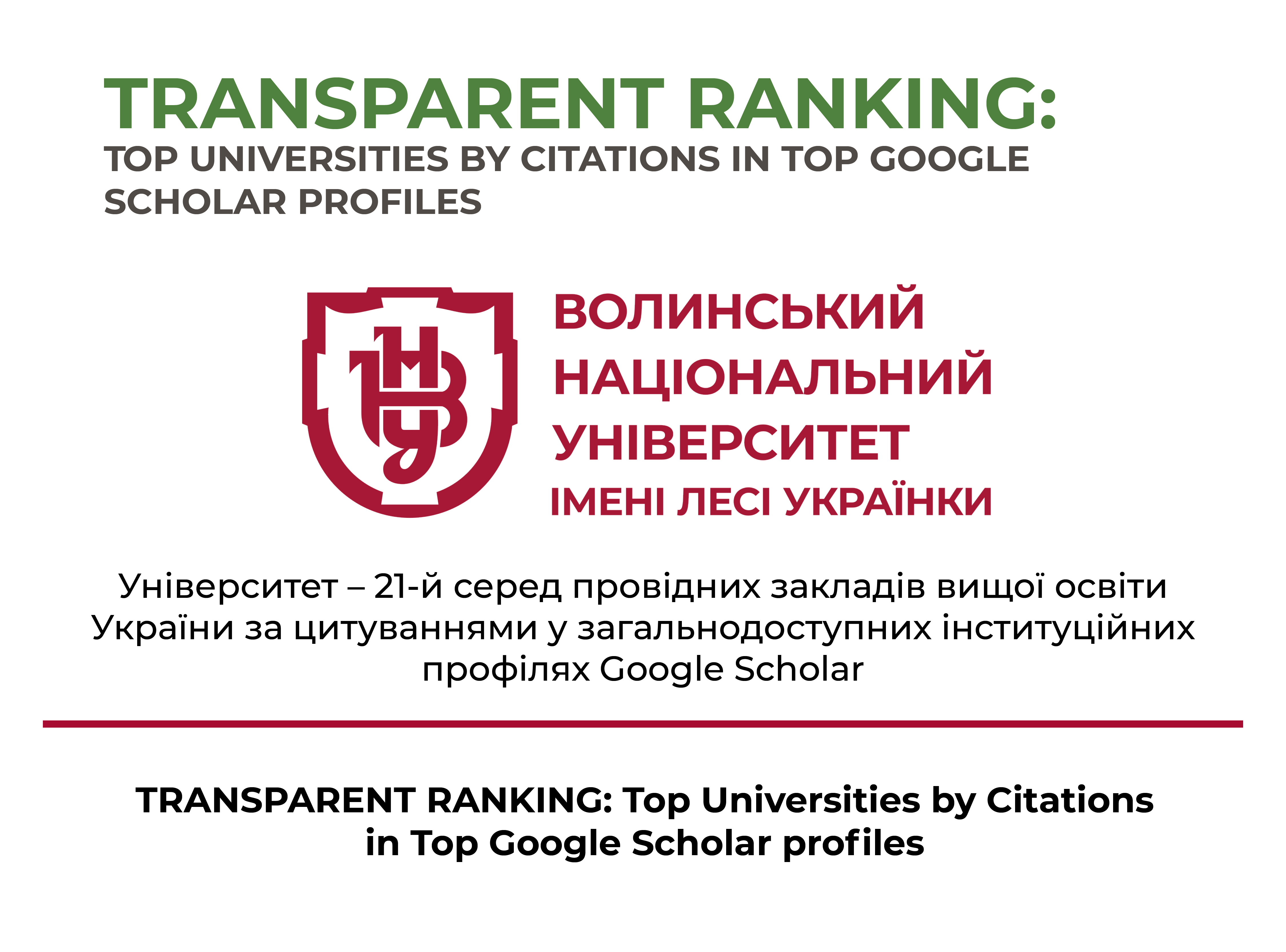 Гідне місце Університету в міжнародному рейтингу TRANSPARENT RANKING