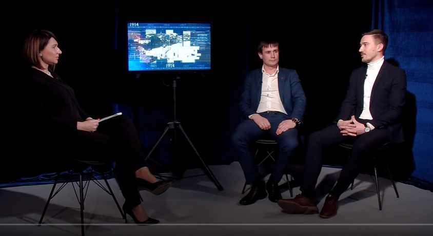 Тетяна Яцечко-Блаженко, Тарас Погребський і Геннадій Голуб у студії 12 каналу.