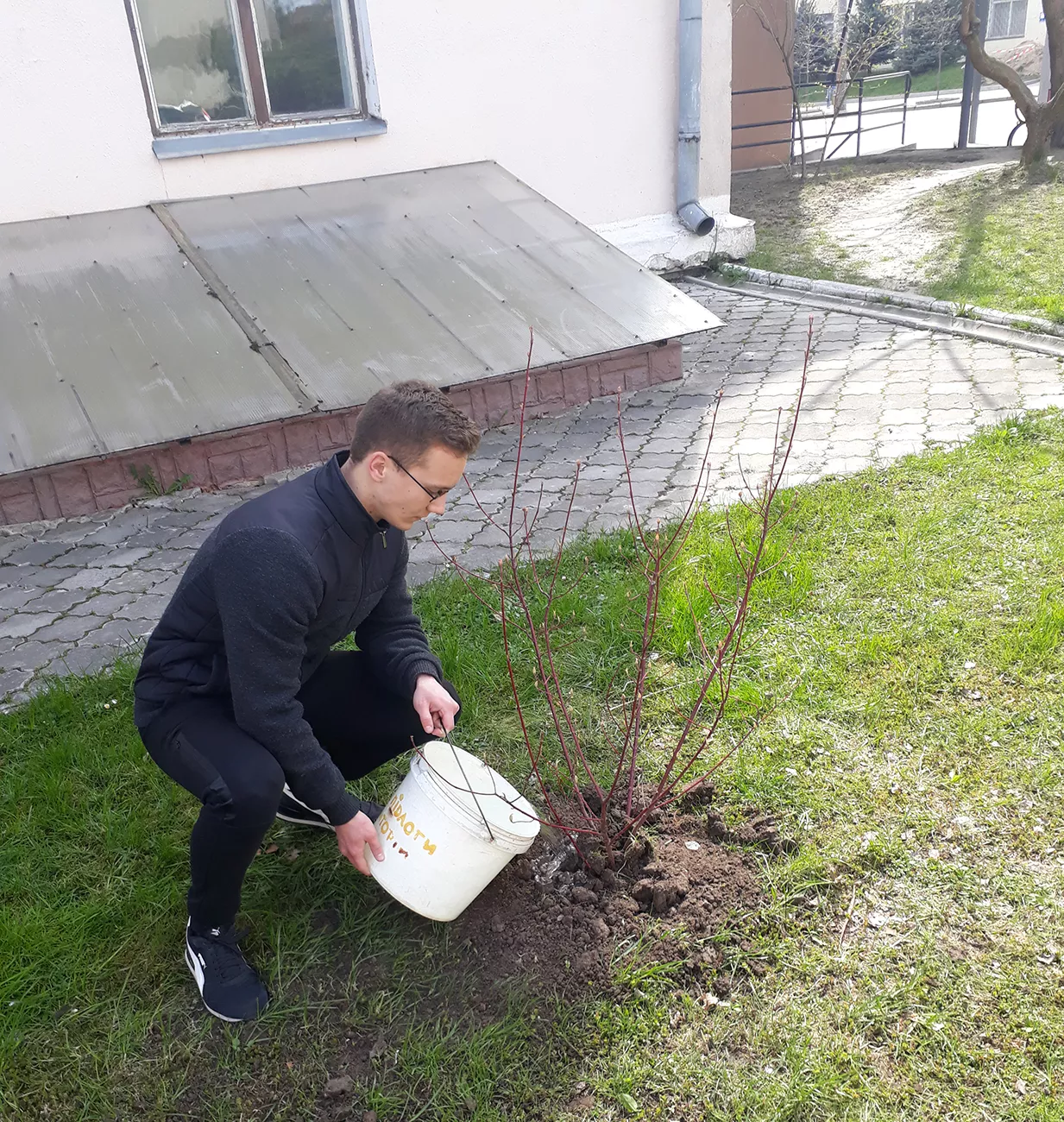 Студенти та викладачі факультету економіки та управління озеленили територію поблизу свого корпусу