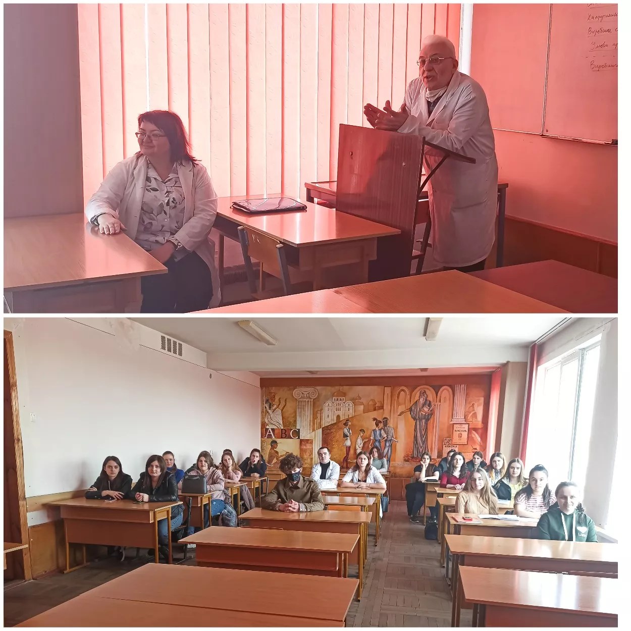 Декан факультету хімії, екології та фармації Марушко Л.П., гарант ОПП "Середня освіта. Хімія" Янчук О.М. та студенти 1-4 курсів цієї спеціальності