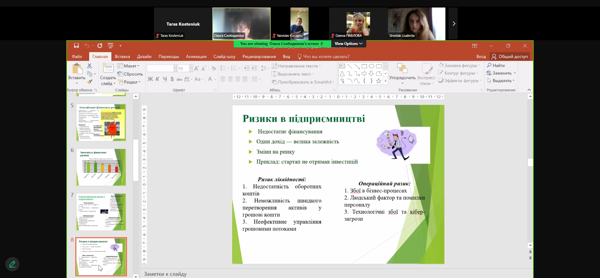 Про сучасні підходи в управління фінансовими ризиками зі студентами ВНУ ділилася професор Ольга Слободянюк
