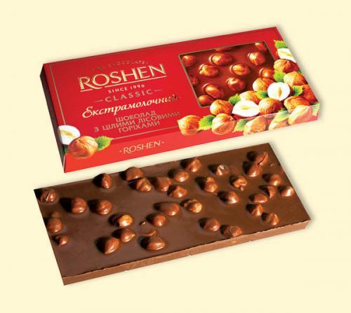 «ROSHEN» экстрамолочный с целыми лесными орехами 2