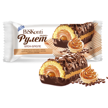Мини-рулет бисквитный "BiSKonti" крем-брюле