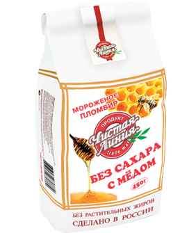 Мороженое пломбир Чистая линия без сахара с медом
