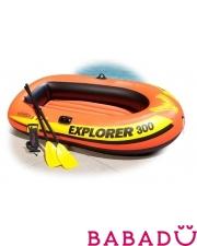 Лодка Intex explorer 300 211х117х41см пластик. весла