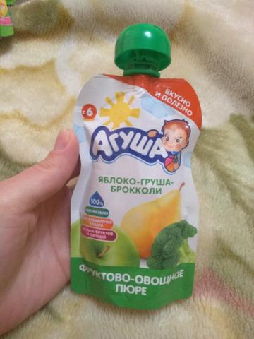 Пюре Агуша яблоко, груша, брокколи