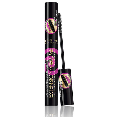 Тушь для ресниц Eveline c эффектом 4D extension volume professional make-u