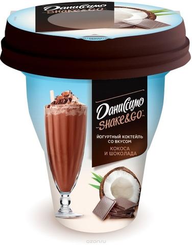 Йогурт Danone Danissimo Shake&Go кокос и шоколад