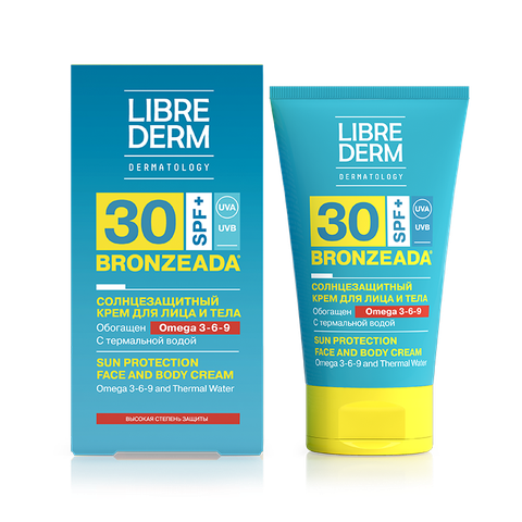 СОЛНЦЕЗАЩИТНЫЙ КРЕМ LIBREDERM BRONZEADA SPF30 С ОМЕГА 3-6-9 И ТЕРМАЛЬНОЙ ВОДОЙ
