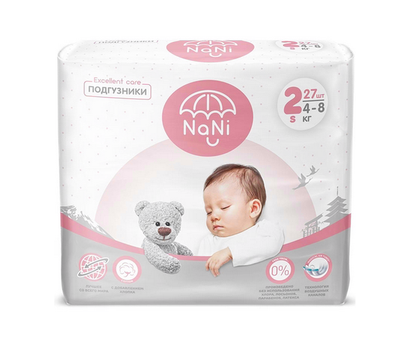 Подгузники Nani 2S 4-8кг 27шт
