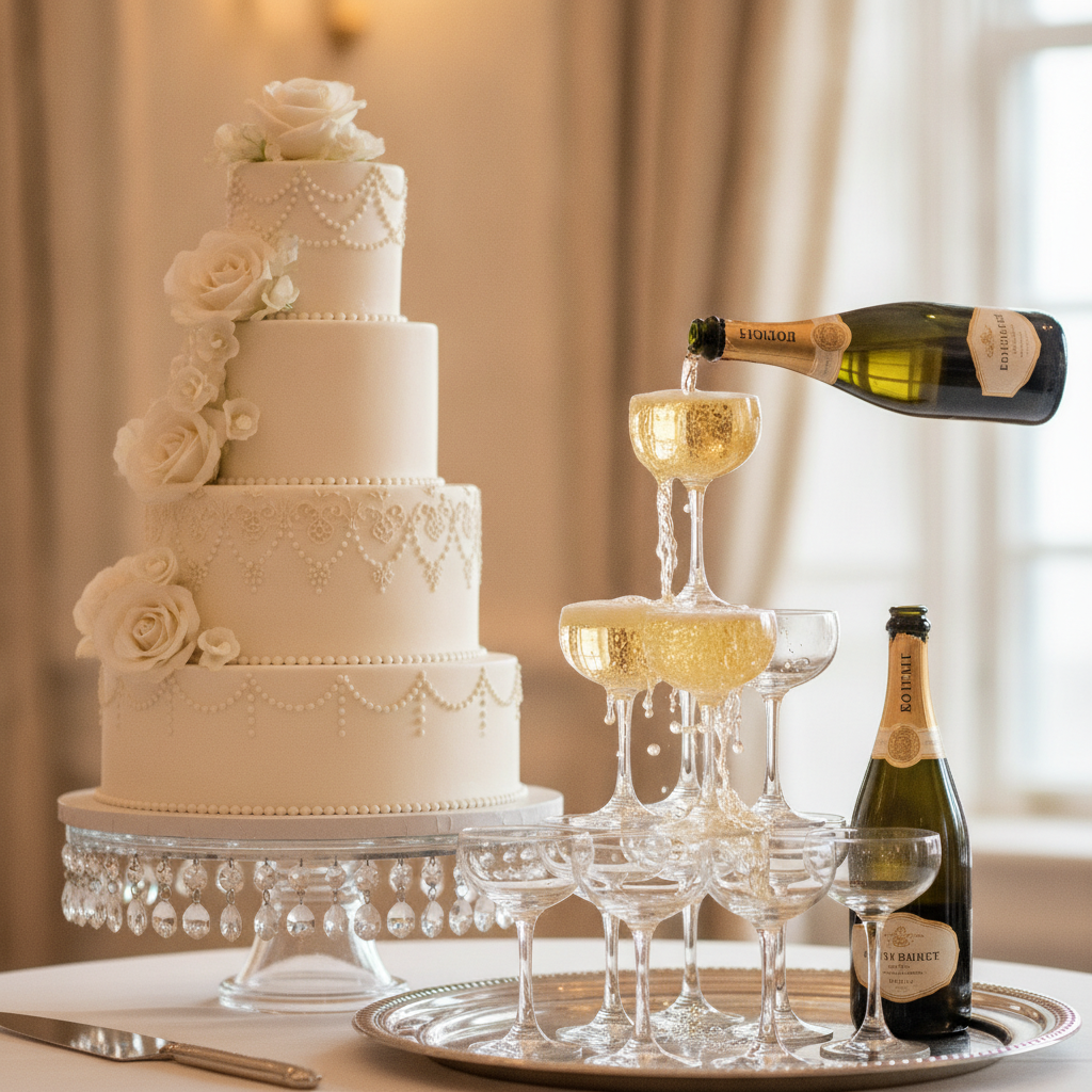 The Ultimate Guide to Your Wedding Cake Champagne Tower Pairing