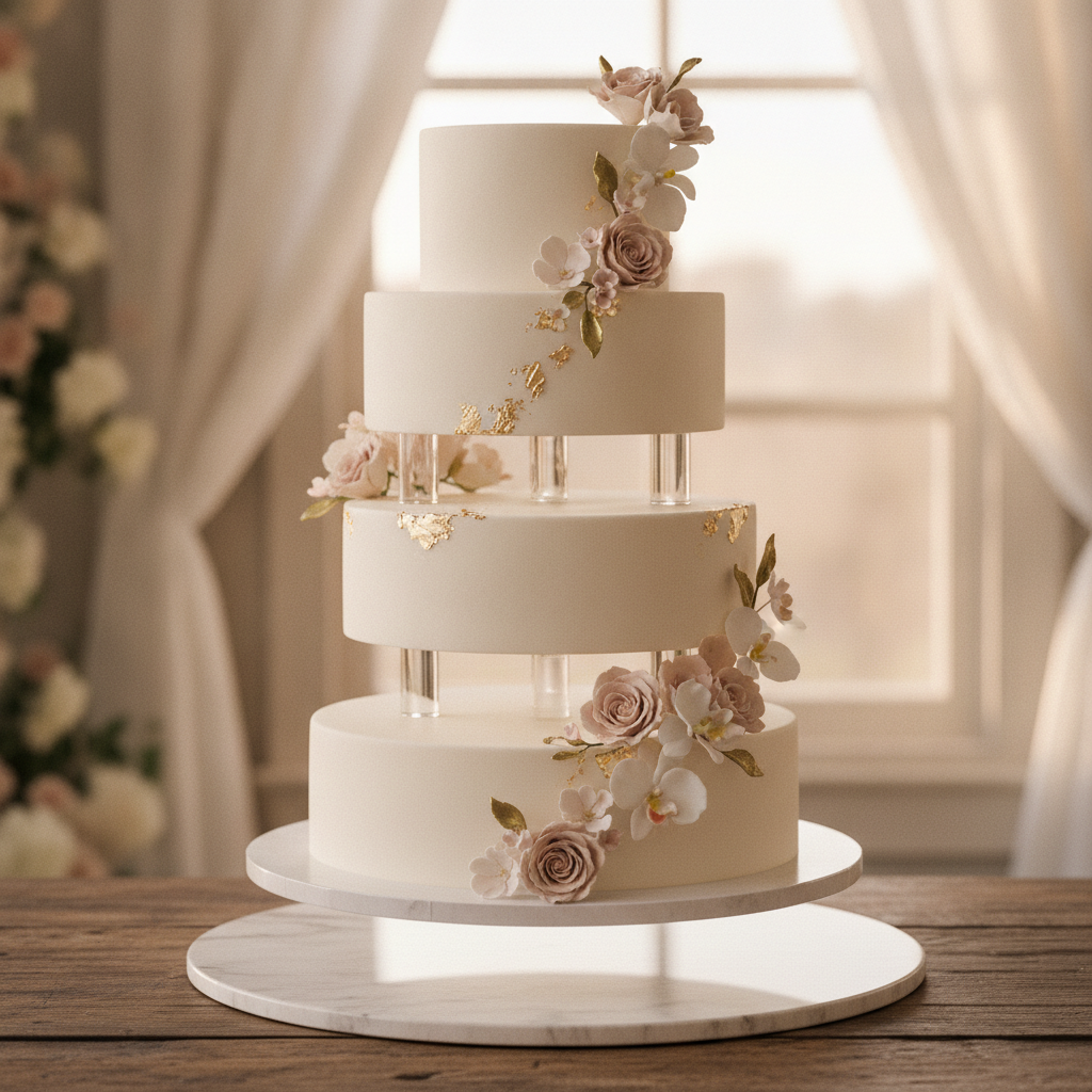 10 Stunning Floating Tier Wedding Cake Ideas & Acrylic Spacer Guide