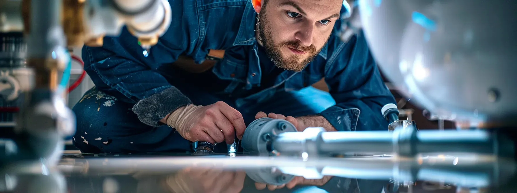 a professional plumber in action, working quickly to minimize water damage and ensure reliable home repairs.