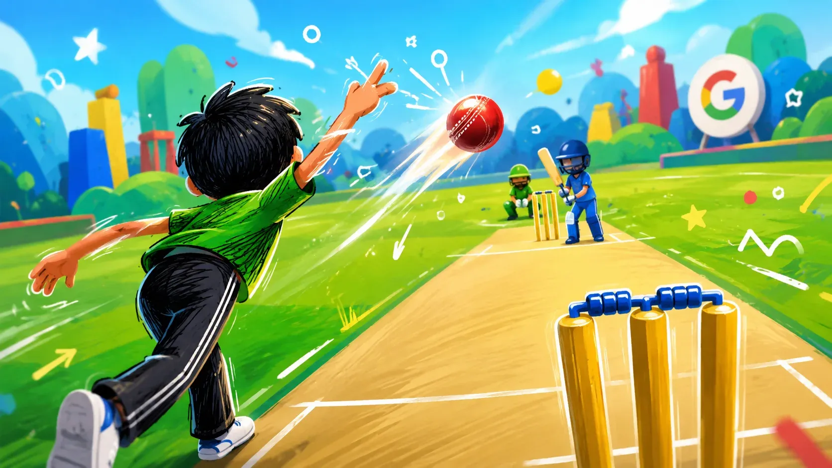 Doodle Cricket Bowling