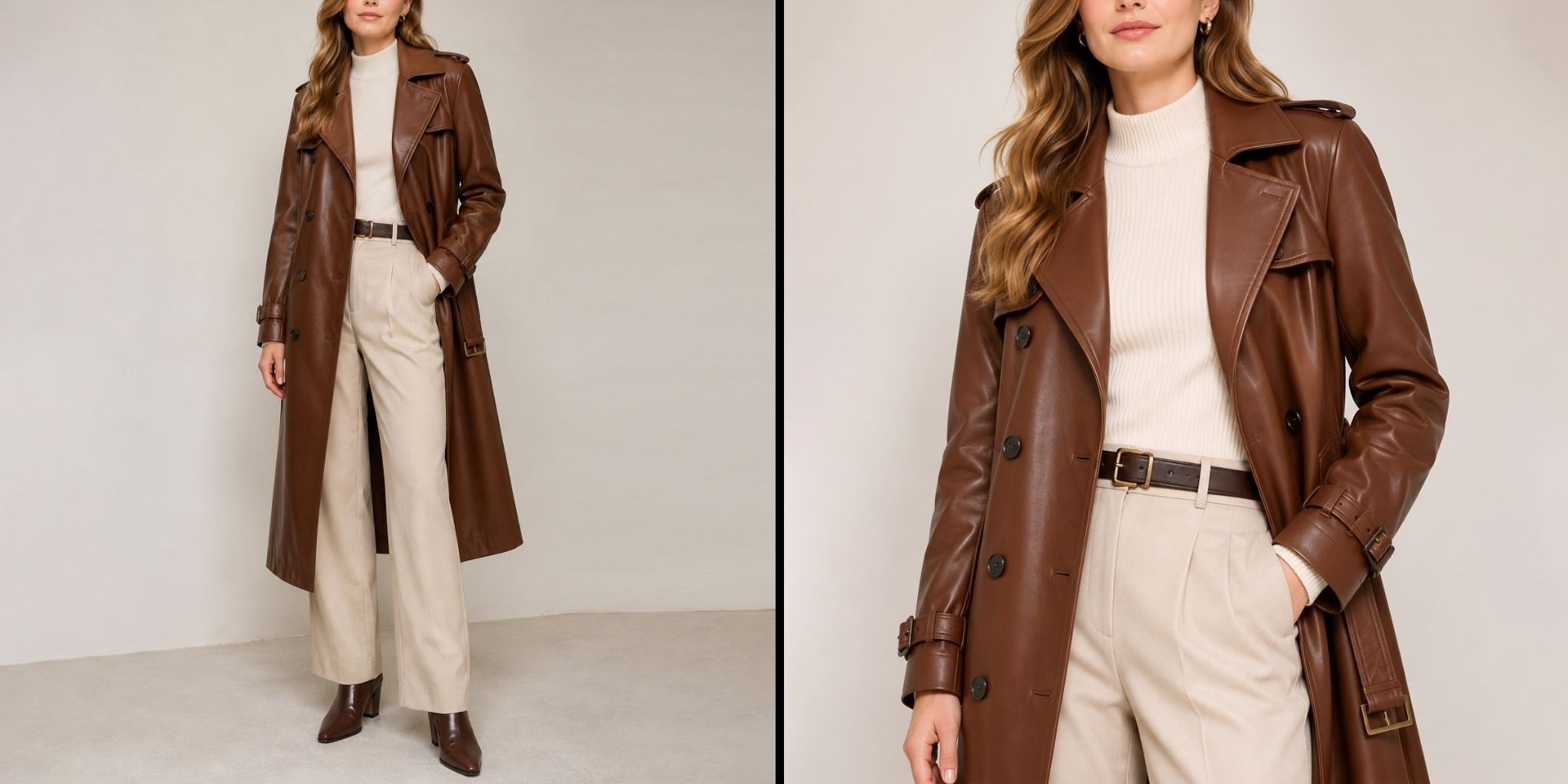 Women's Leather Trench Coat