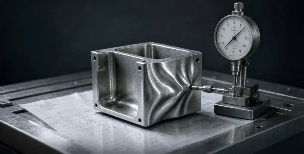 A deformed CNC machined aluminum 