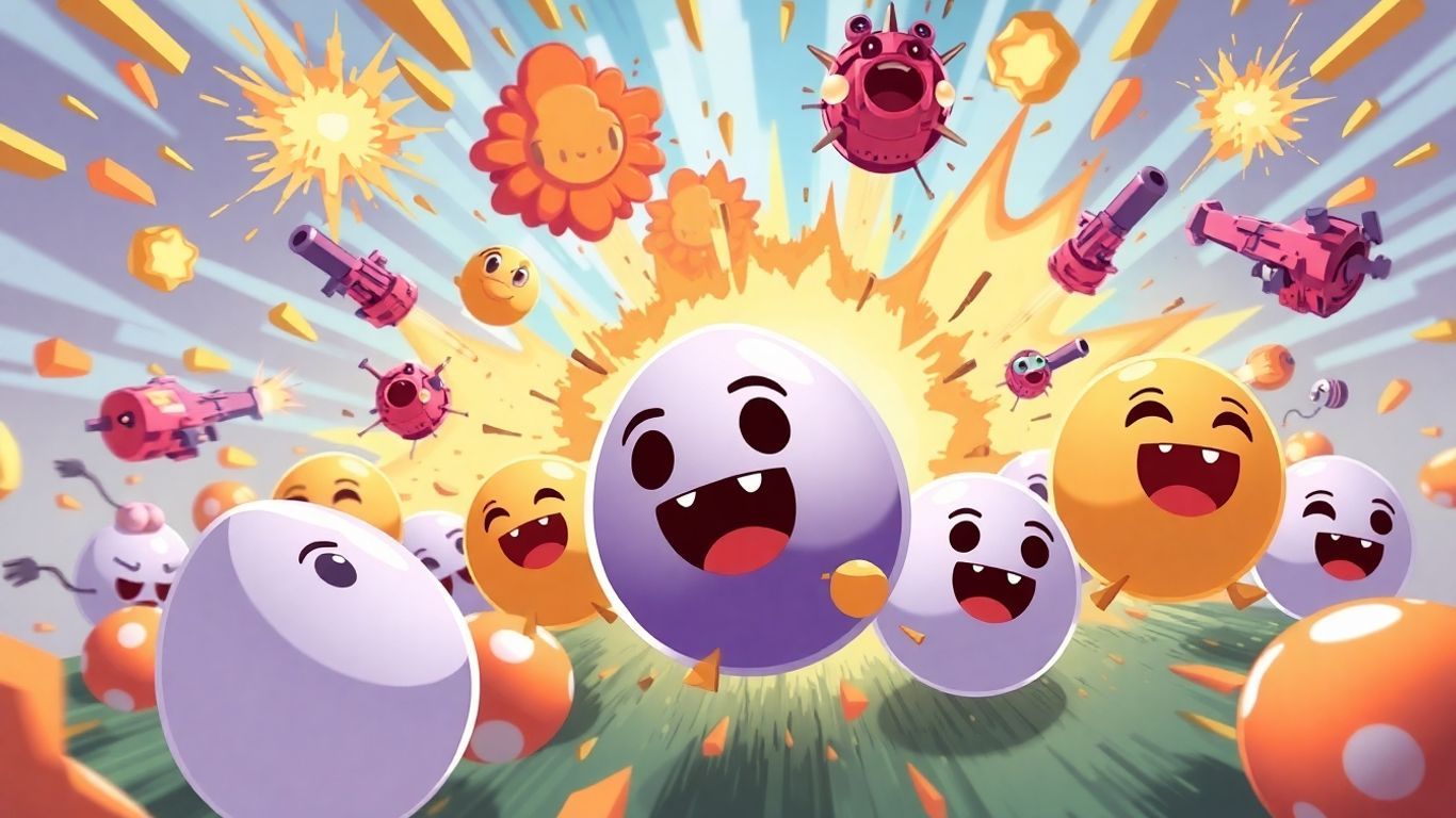Explosive egg battle in a colorful online game.
