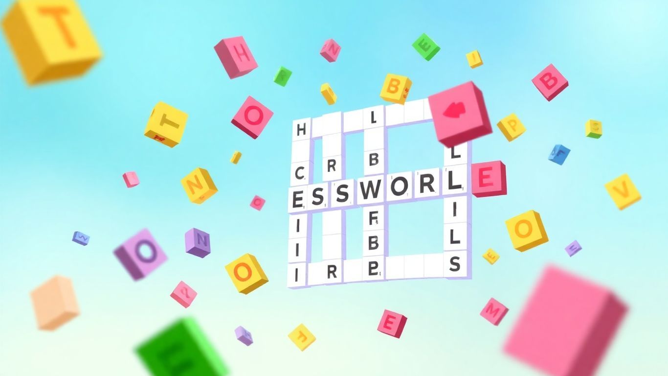 Crosswordle game interface with colorful letter tiles and grid.