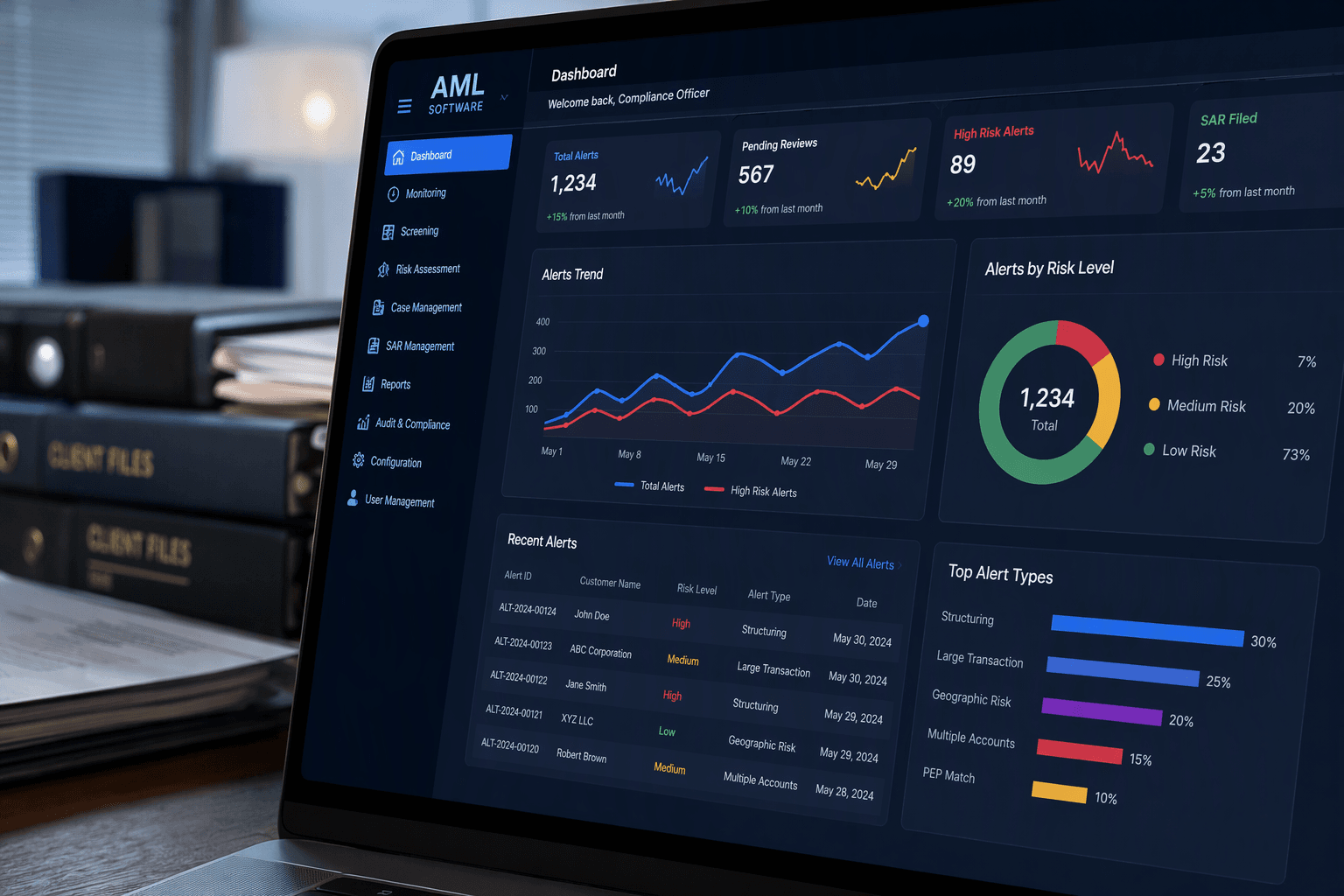 AML software features close-up