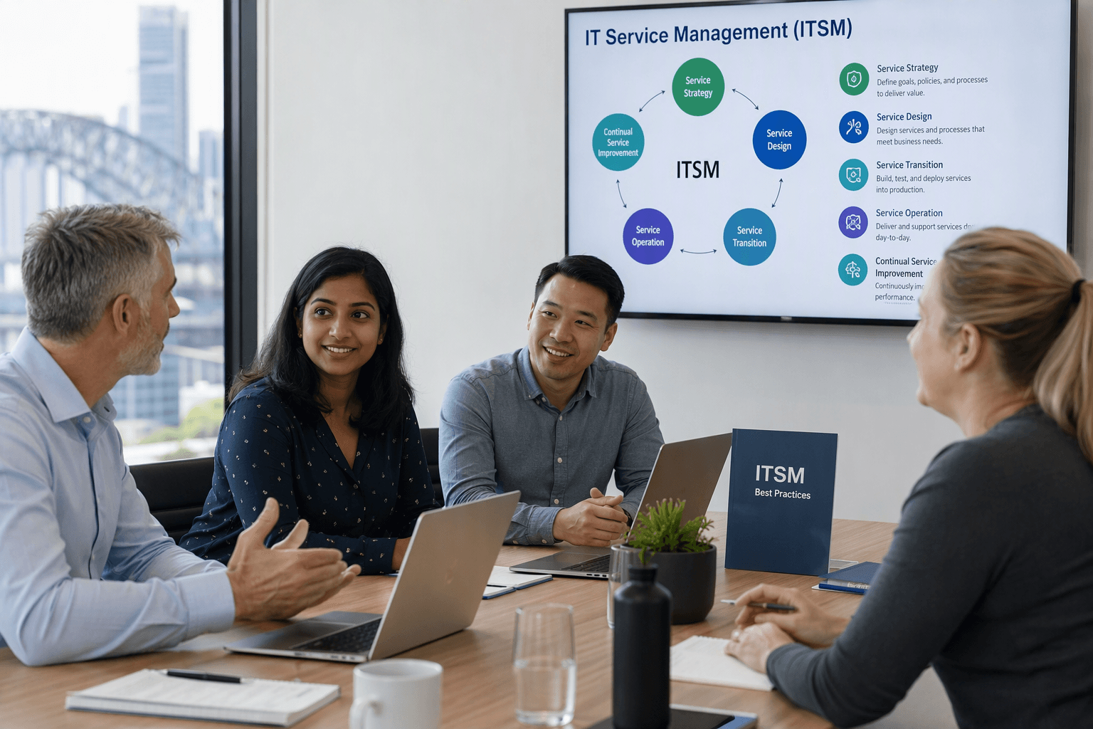 Team discussing ITSM training concepts