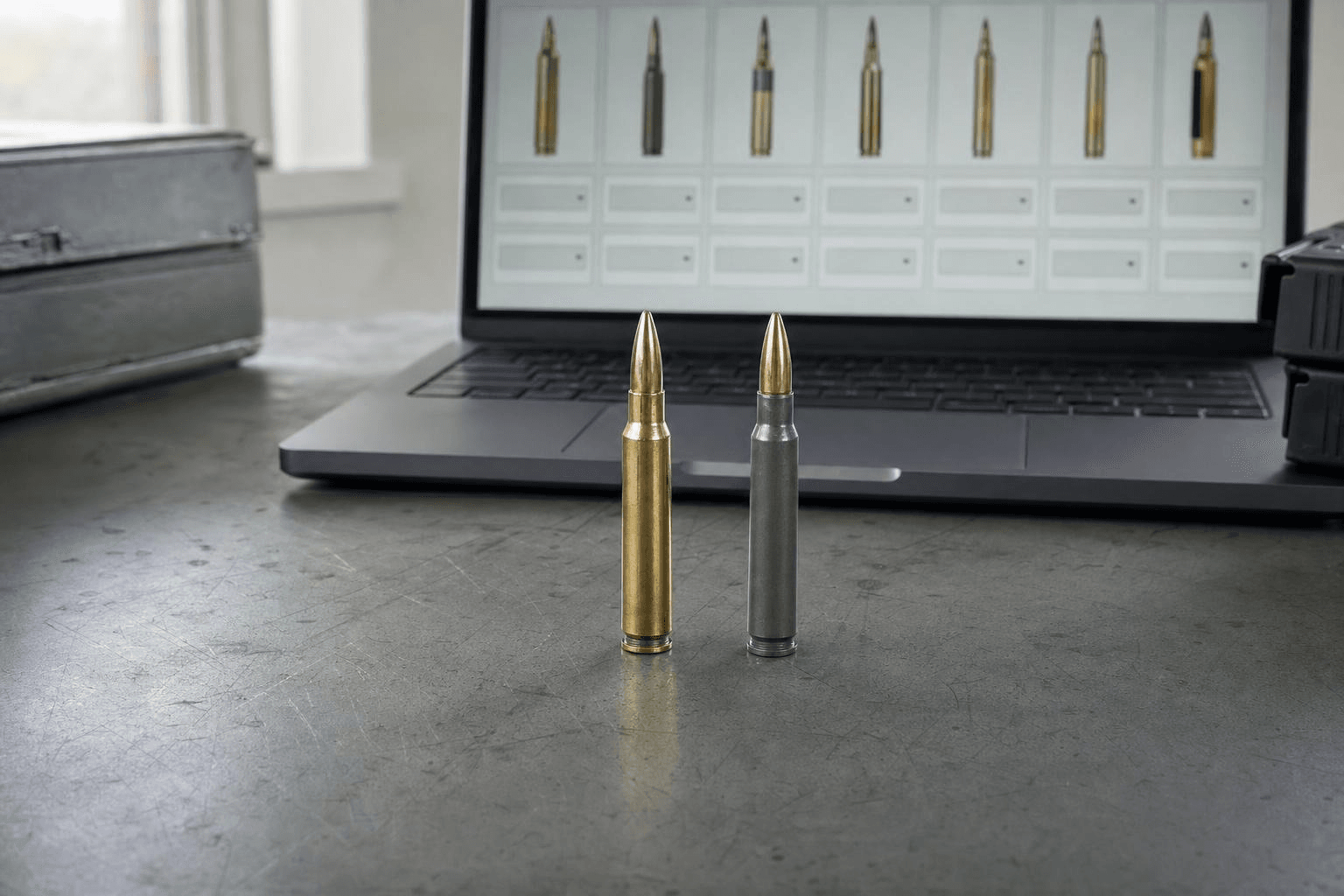 brass and steel casings