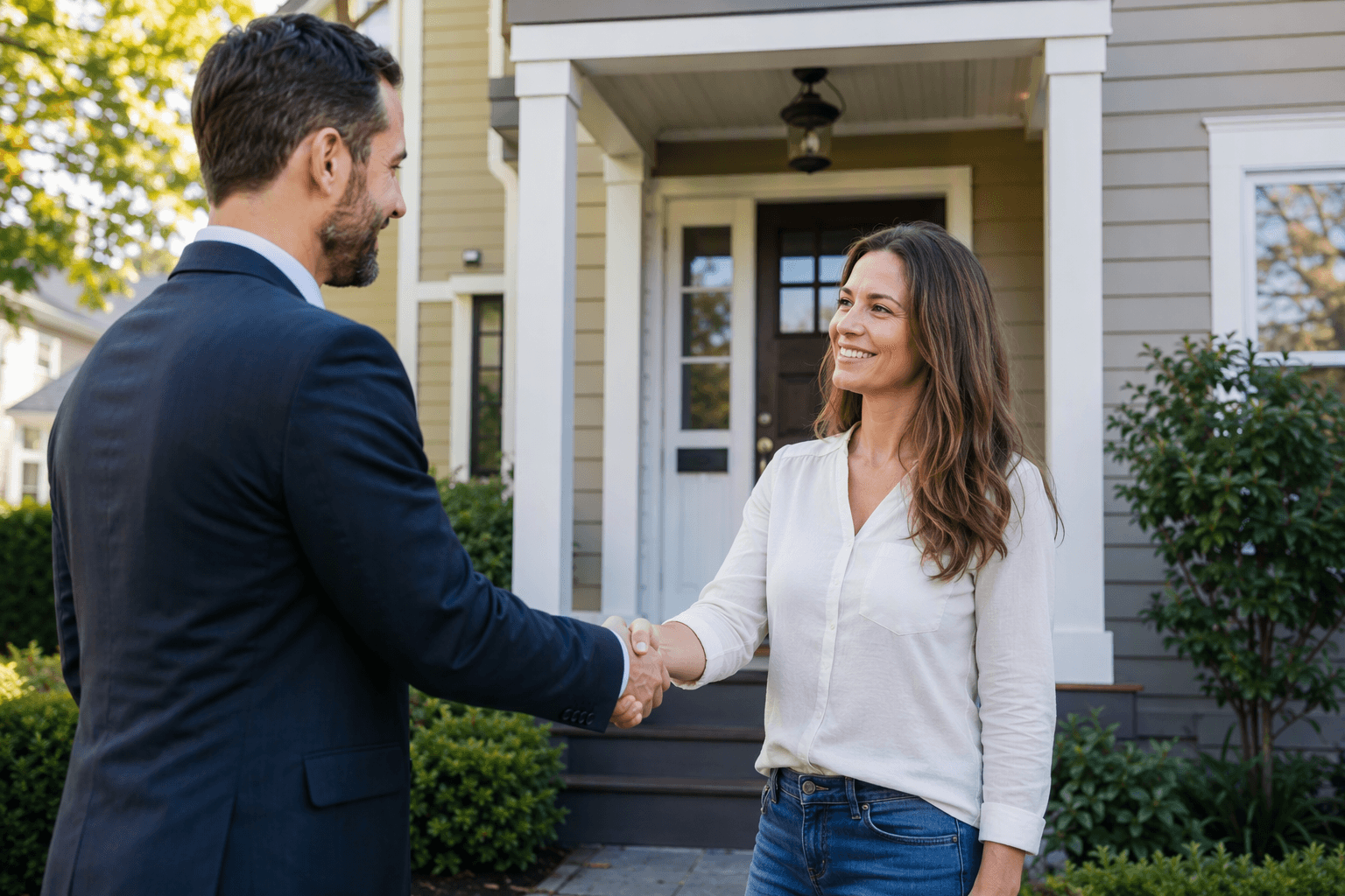 Professional greeting property owner