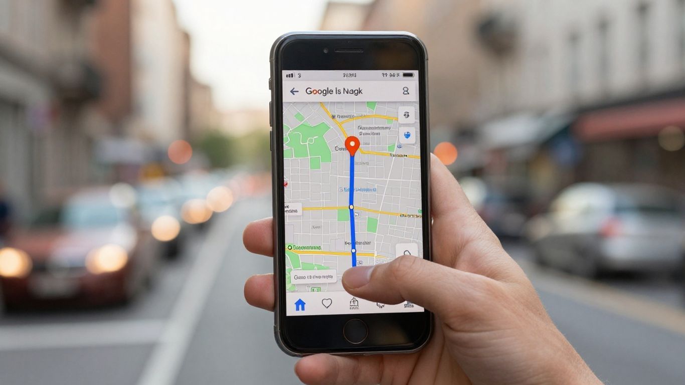 Google Maps on a smartphone guiding a journey.