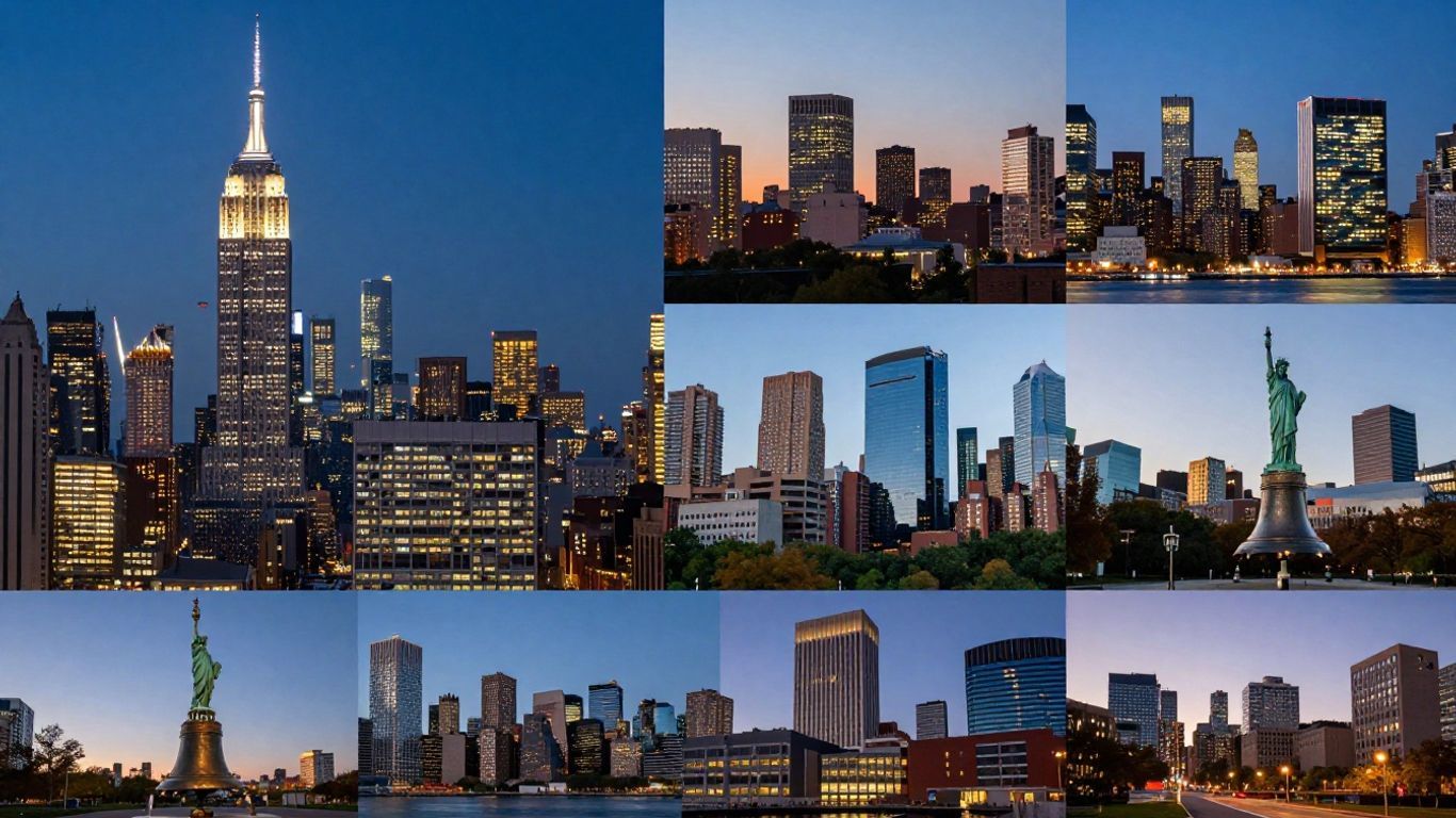 East Coast American city skylines at dusk.