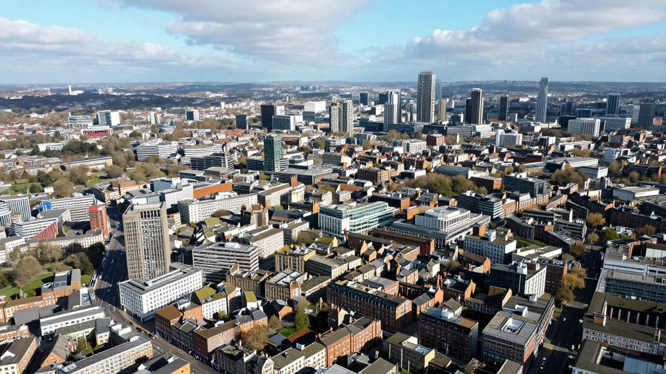 Aerial view of England's most populous cities.