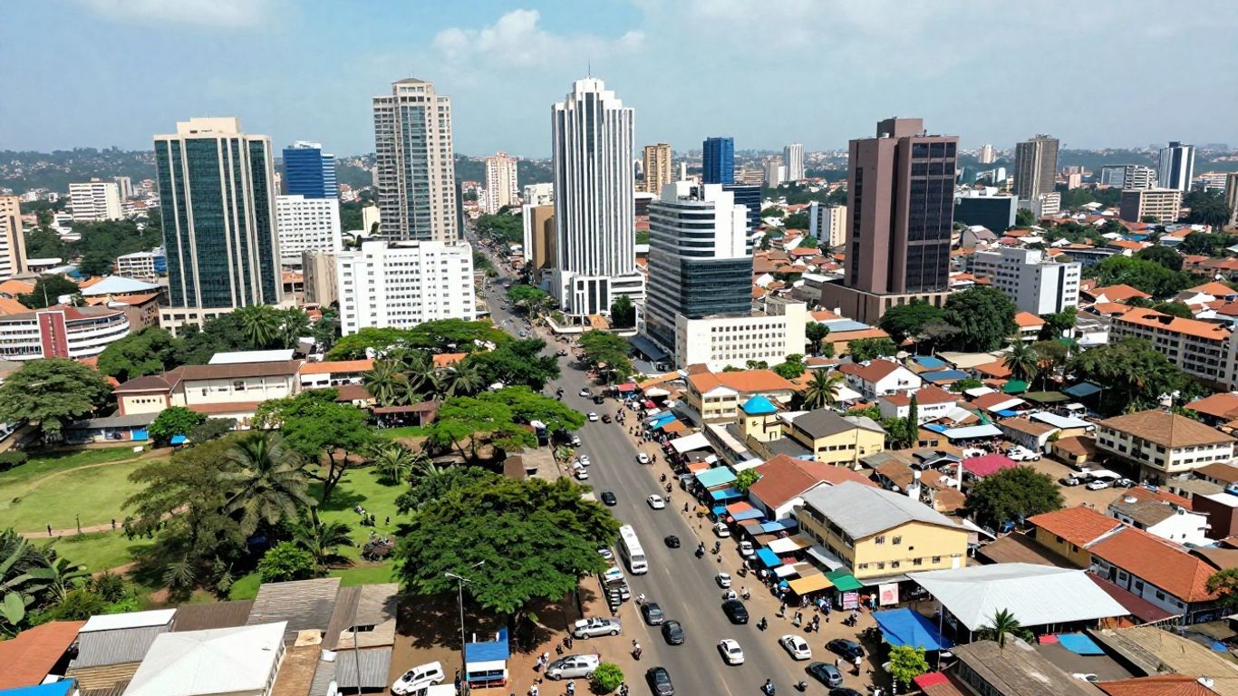 Aerial view of a vibrant African city