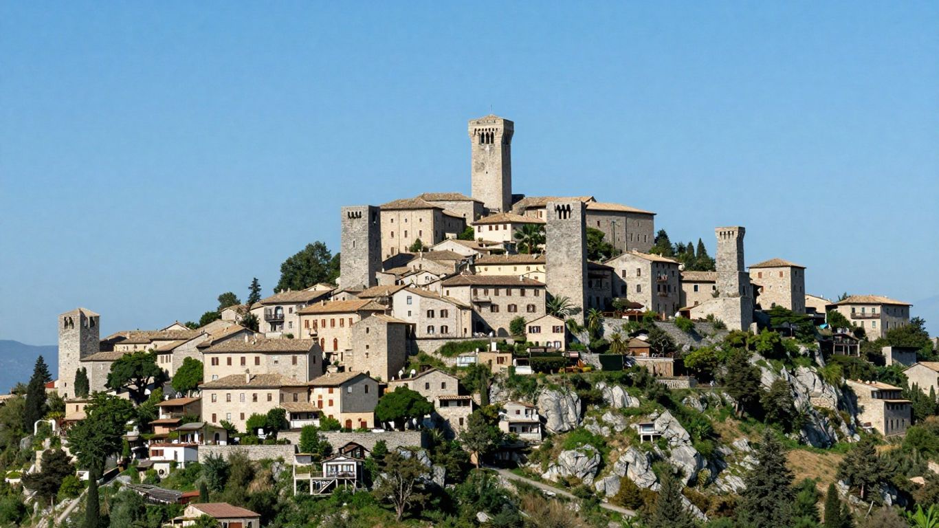 San Marino's historic towers on a mountaintop.