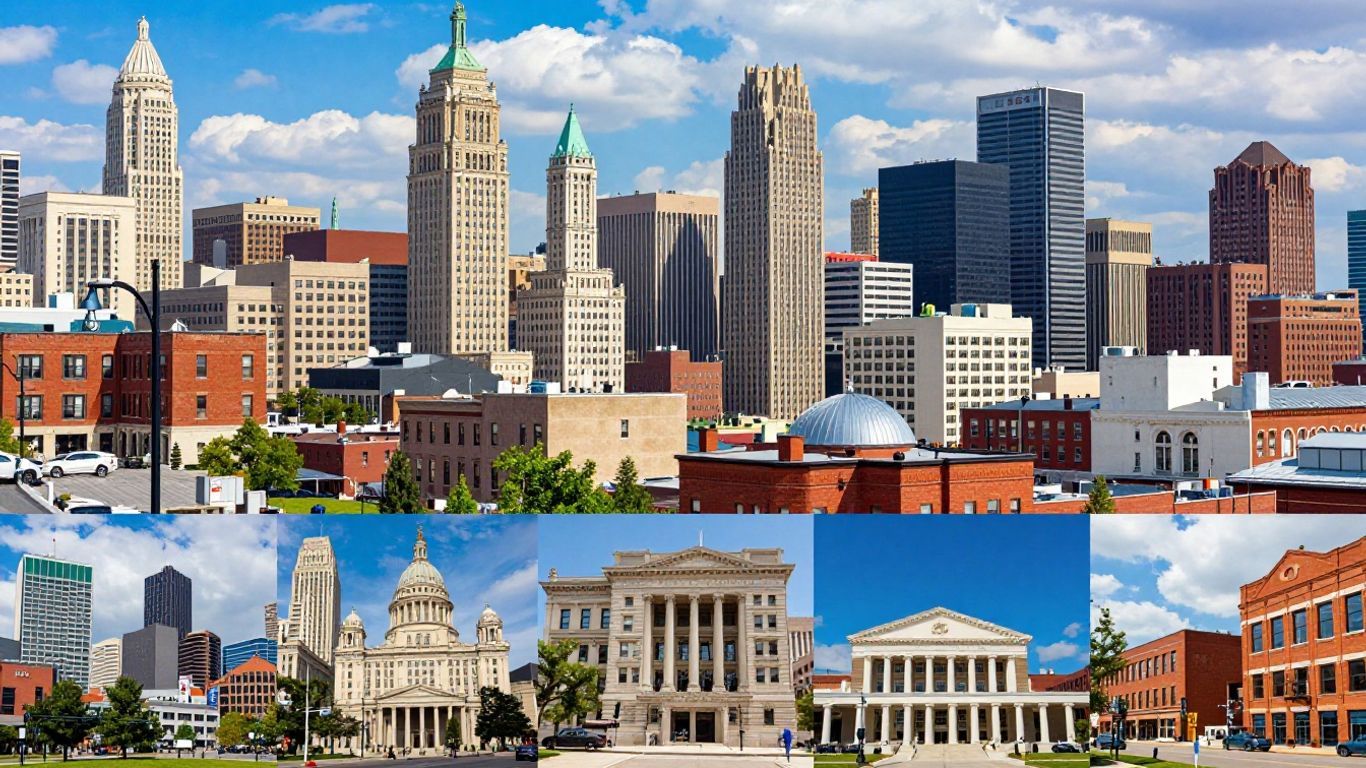 Diverse Ohio cities skyline collage