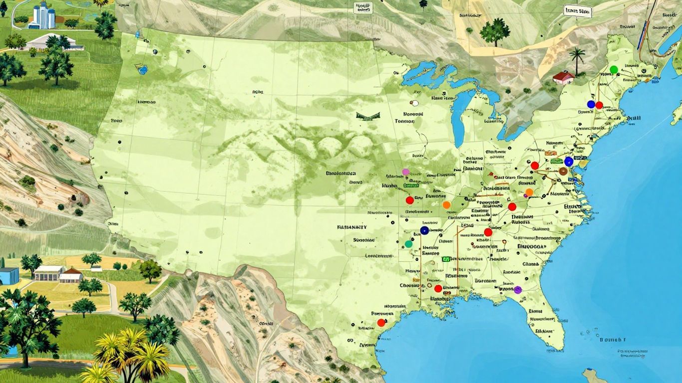 Interactive map of Texas cities and towns.