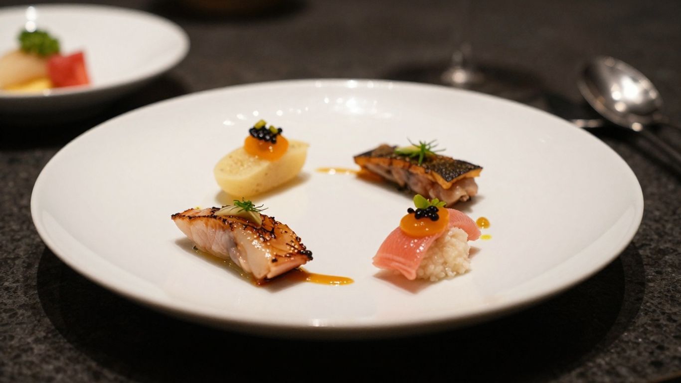 Elegant dish at Benu restaurant, San Francisco.