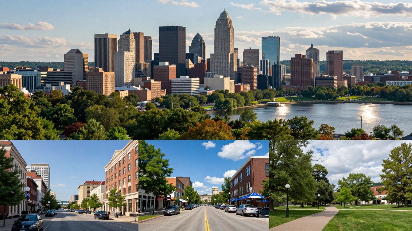 Ohio cities and natural landscapes collage.